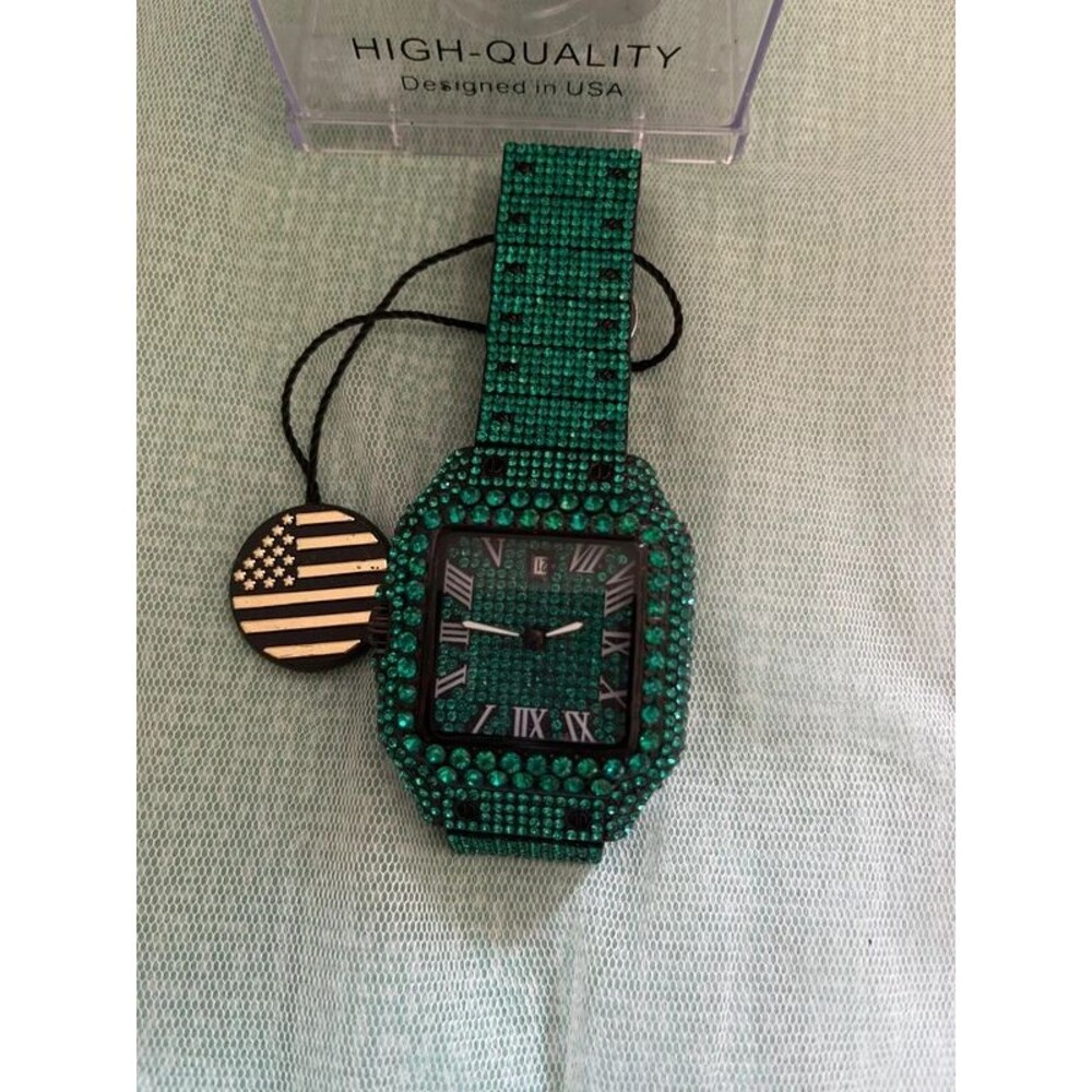 Green Rhinestone Watch